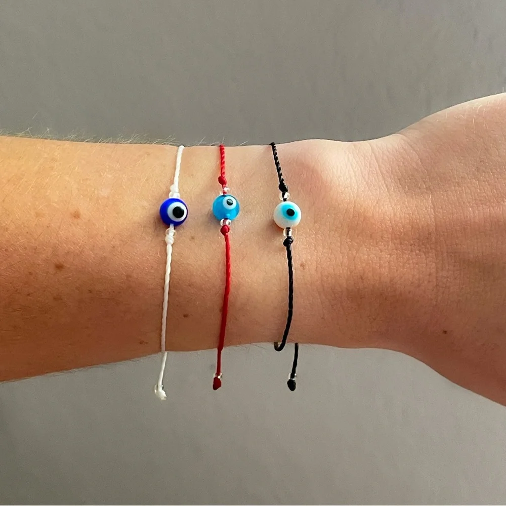 Adjustable Evil Eye String Bracelet